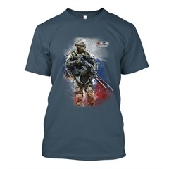 "Machine Gunner" Print Military T-Shirt